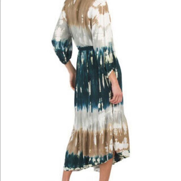 Young Fabulous & Broke Jillian Faux Wrap Asymmetrical Tie Dye MIDI Dress Sz M - Picture 3 of 12